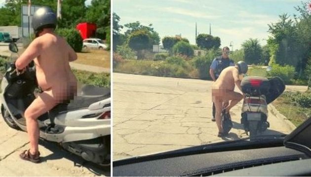 Δεν άντεξε τον καύσωνα στη Γερμανία και βγήκε γυμνός με το μηχανάκι του
