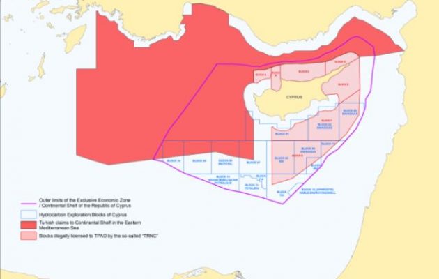 Το κυπριακό ΥΠΕΞ ενημέρωσε με χάρτες τους πρέσβεις της ΕΕ για την τουρκική εισβολή στην ΑΟΖ