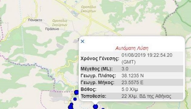 Ασθενής σεισμός 3 Ρίχτερ στην Αθήνα – Επίκεντρο η Μαγούλα
