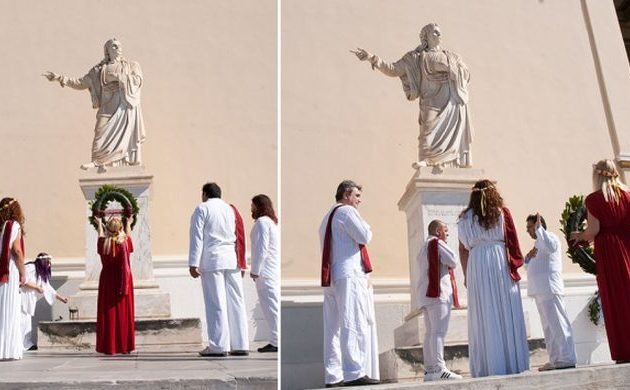 Η Ελληνική Εθνική Θρησκεία στεφάνωσε το άγαλμα του Ρήγα Φεραίου