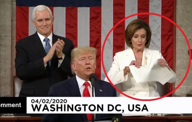 Βαθύς ο διχασμός στις ΗΠΑ – Η Πελόσι έσκισε την ομιλία του Τραμπ εν μέσω του λόγου του