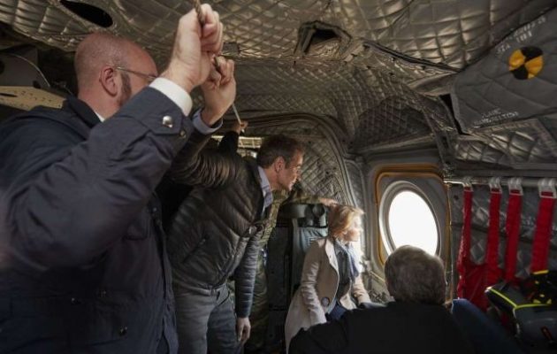 Ευρωπαίοι και Μητσοτάκης πέταξαν πάνω από τα σύνορα στον Έβρο με ελικόπτερο