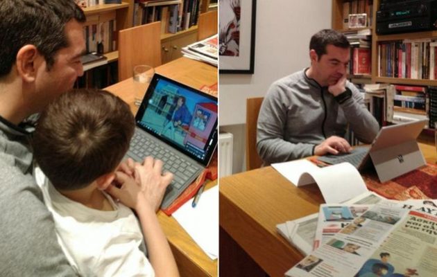 Ο Αλέξης μένει σπίτι, διαβάζει, σερφάρει, ασχολείται με τα παιδιά του (φωτο)