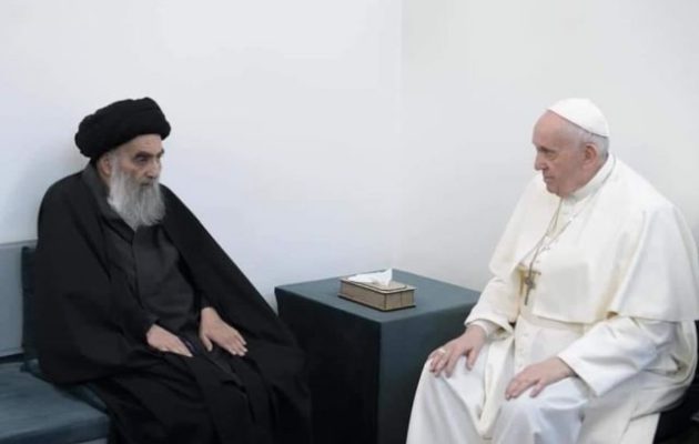 Ιστορική συνάντηση του Πάπα Φραγκίσκου με τον Μεγάλο Αγιατολάχ Σιστάνι