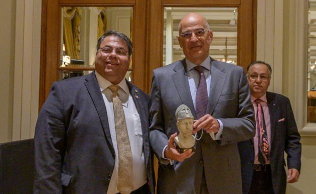 Το «Βραβείο του Περικλή» της AHEPA στον Νίκο Δένδια – Τι δήλωσε ο ΥΠΕΞ για τη συμμαχία με το Ισραήλ