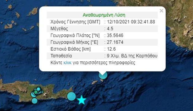 Σεισμός 4,5 Ρίχτερ στην Κάρπαθο