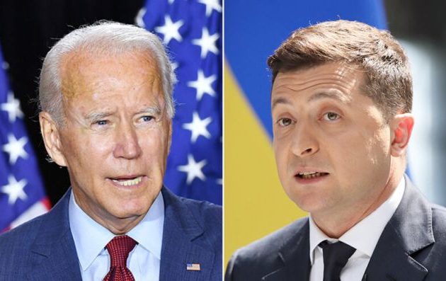 Ο Ζελένσκι ευγνωμονεί τον Μπάιντεν για την «άνευ προηγουμένου» βοήθεια στη χώρα του