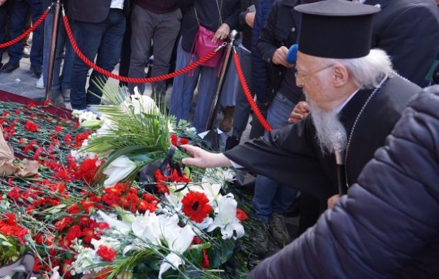 Ο Οικουμενικός Πατριάρχης στο σημείο της έκρηξης στο Πέραν