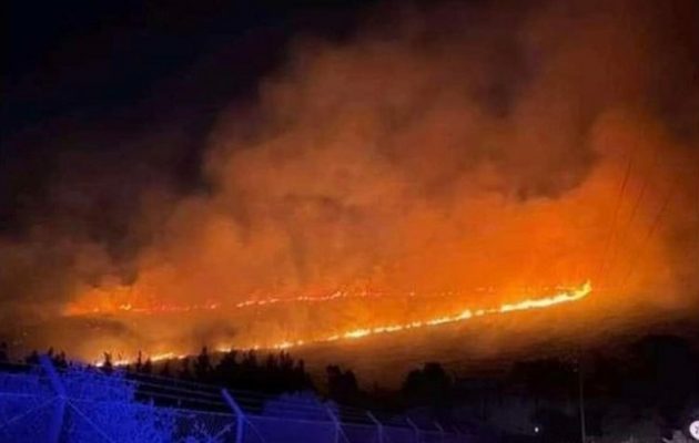 Εύβοια: Δύσκολη νύχτα – Μεγάλη πυρκαγιά κοντά στα εργοστάσια της ΔΕΗ και της ΑΓΕΤ