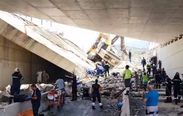 Κατέρρευσε τμήμα γέφυρας στην Πάτρα – Σοβαρά εγκλωβισμένοι