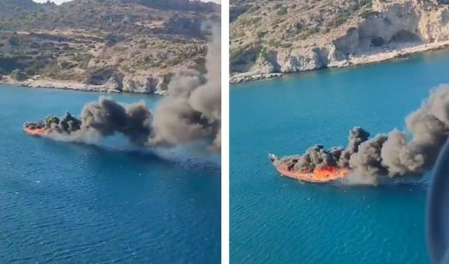Ρόδος: Τουριστικό πλοίο με 80 επιβάτες τυλίχτηκε στις φλόγες (βίντεο)
