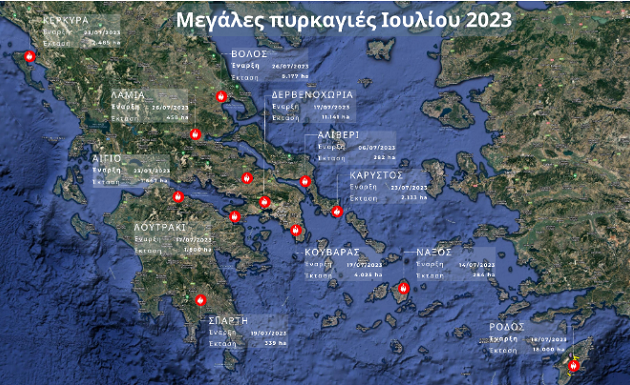 Οι πλέον καταστροφικές πυρκαγιές των τελευταίων 13 χρόνων τον Ιούλιο – Κάηκαν πάνω από 500.000 στρέμματα