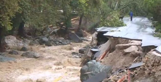 Κατακλυσμός «Ντάνιελ»: Κατέρρευσε το οδόστρωμα στο δρόμο Βόλος-Πορταριά