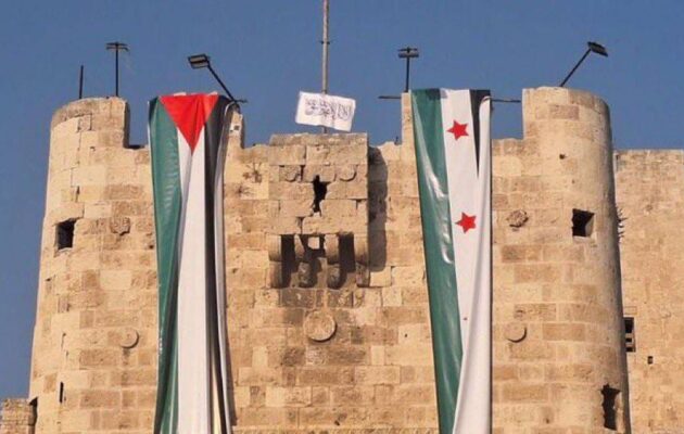 Συρία: Τη σημαία της Παλαιστίνης κρέμασαν οι νεο-οθωμανοί φιλότουρκοι τζιχαντιστές στην ακρόπολη του Χαλεπιού