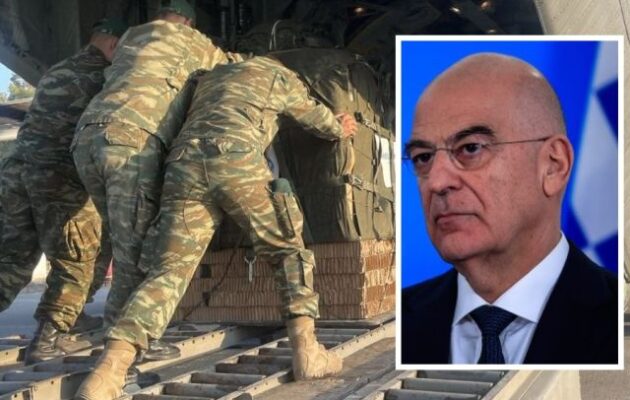 Συγχαρητήρια Δένδια στις ελληνικές Ένοπλες Δυνάμεις για τη ρίψη ανθρωπιστικής βοήθειας στη Γάζα