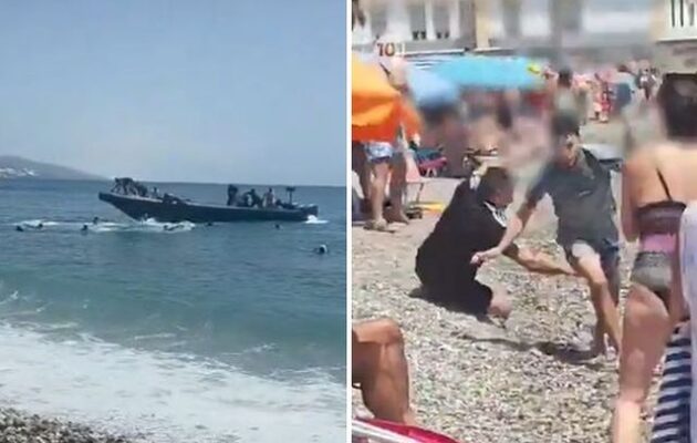 Λουόμενοι πήραν στο κυνήγι παράνομους μετανάστες που αποβιβάστηκαν μπροστά τους (βίντεο)