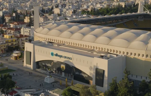 Η Allwyn Arena είναι εδώ! Ολοκληρώθηκε το rebranding στο γήπεδο της ΑΕΚ